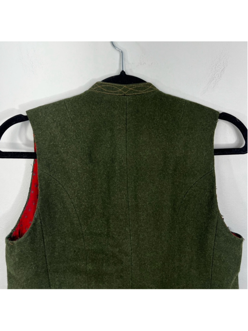 Vtg 80s 90s pure wool loden green tyrol alpinecore fitted waistcoat vest EU 36 - Picture 6 of 17